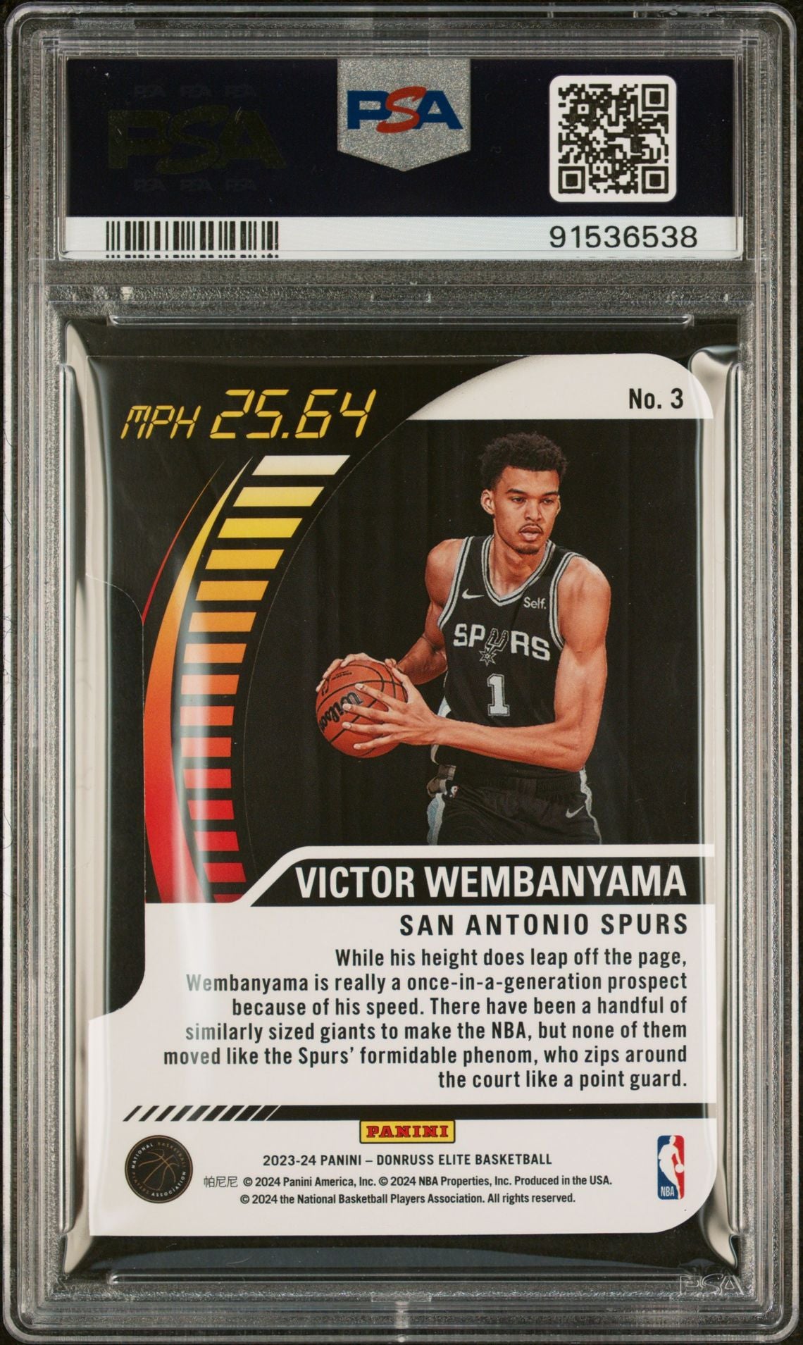 2023/24 Donruss Elite Victor Wembanyama Full Throttle Die Cut PSA 8