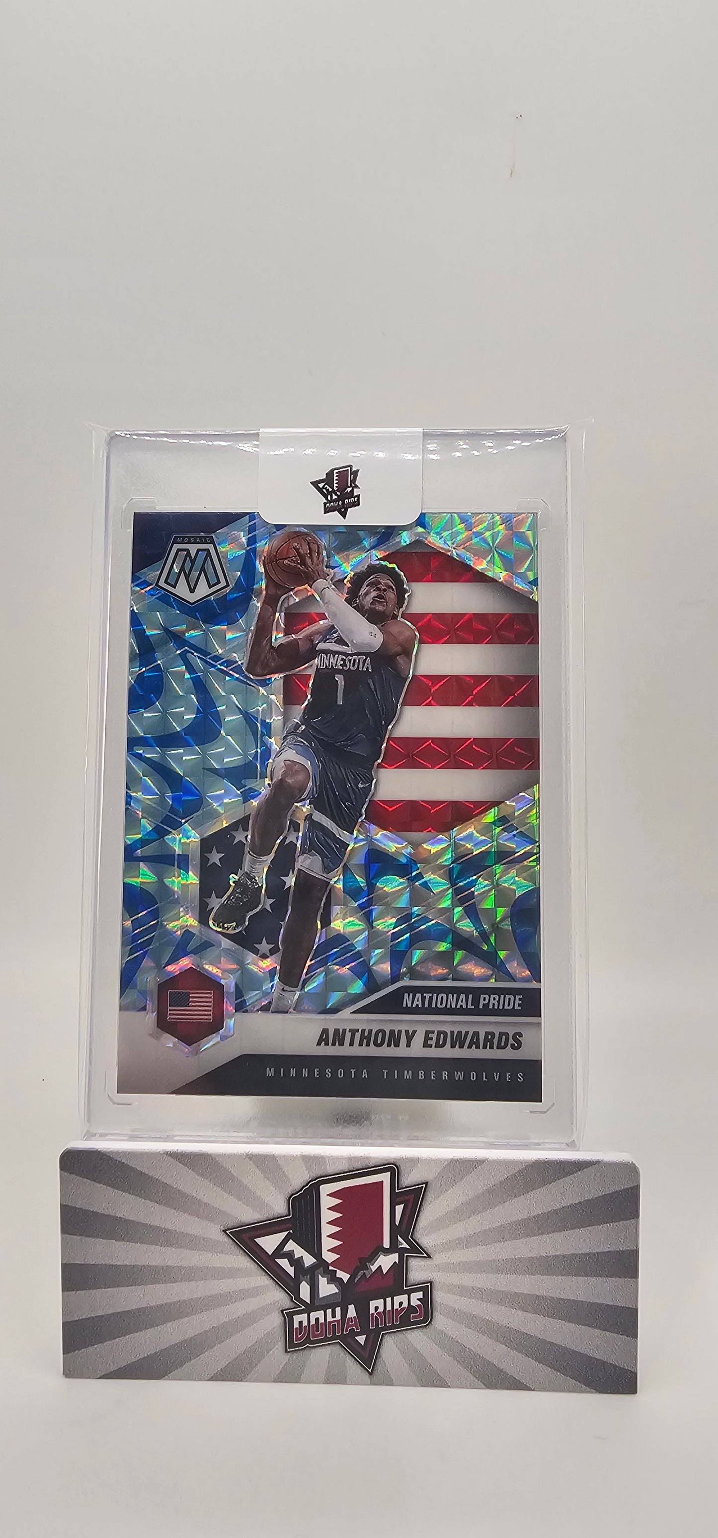 2020/21 Mosaic Anthony Edwards Natuonal Pride Blue Reactive Prizm Rookie Card