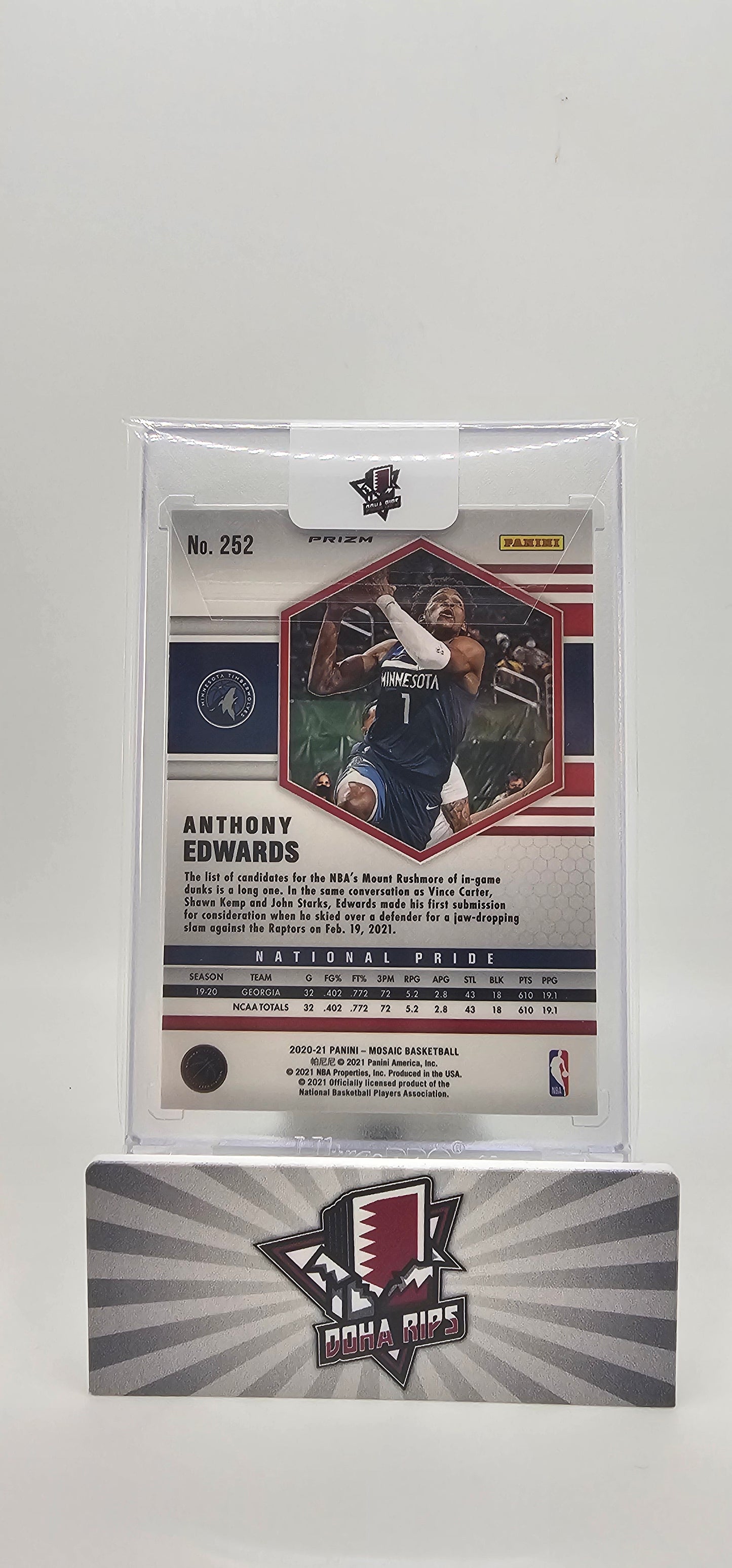 2020/21 Mosaic Anthony Edwards Natuonal Pride Blue Reactive Prizm Rookie Card