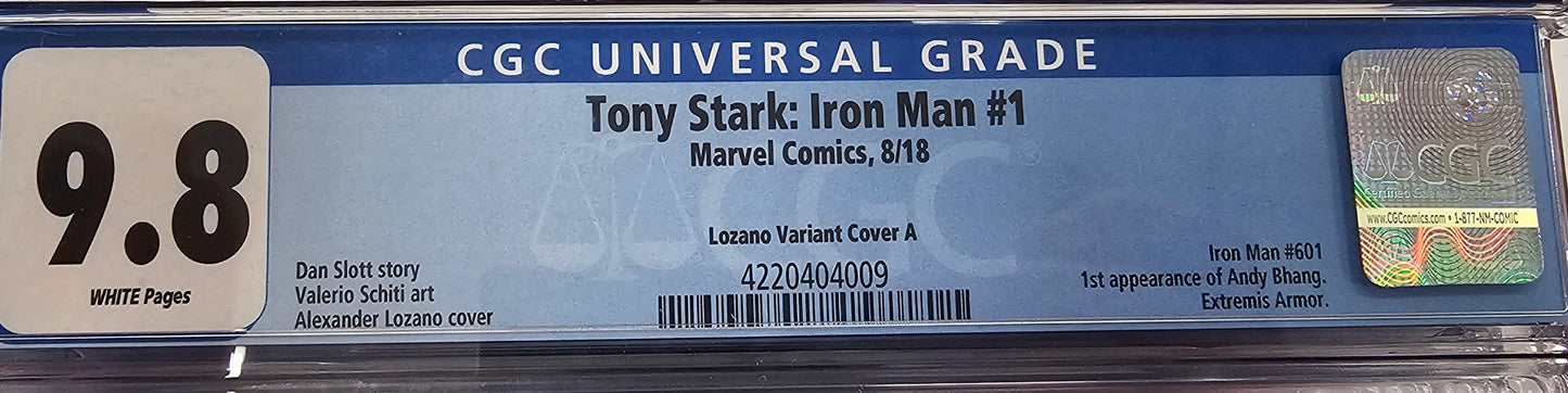 Tony Stark: Iron Man #1 Lozano Variant A August 2018 CGC 9.8