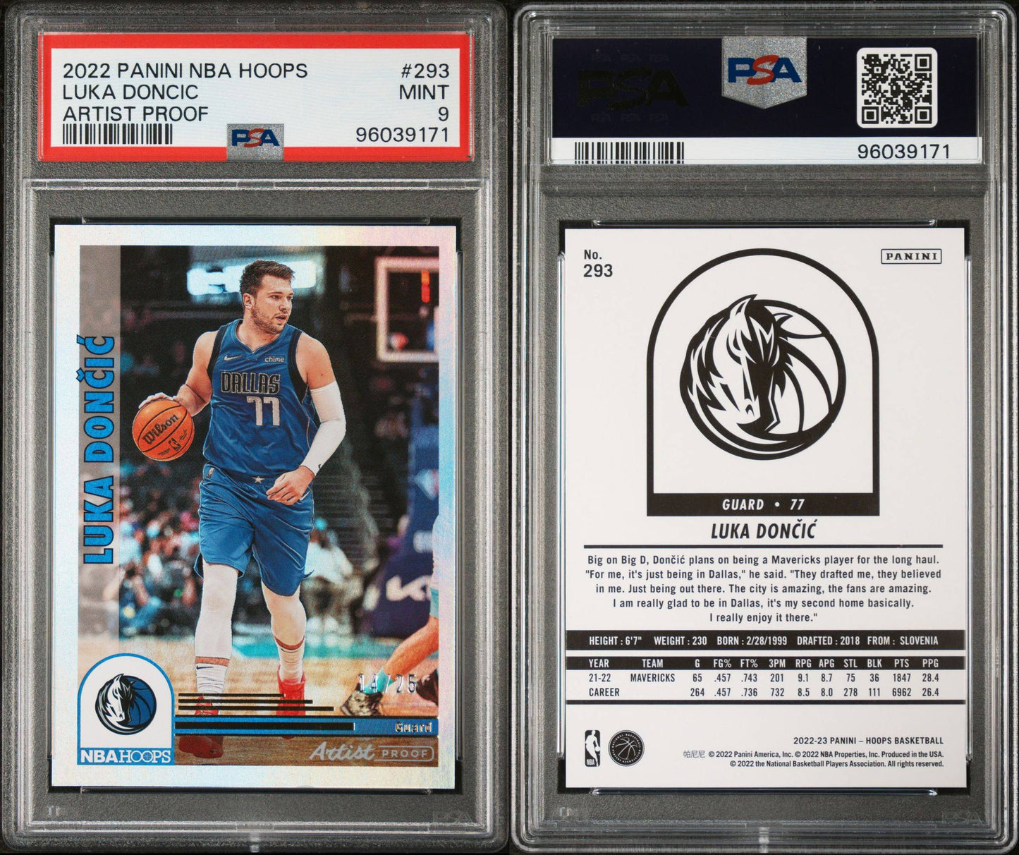 2022/23 NBA Hoops Luka Doncic Artist Proof 14/25