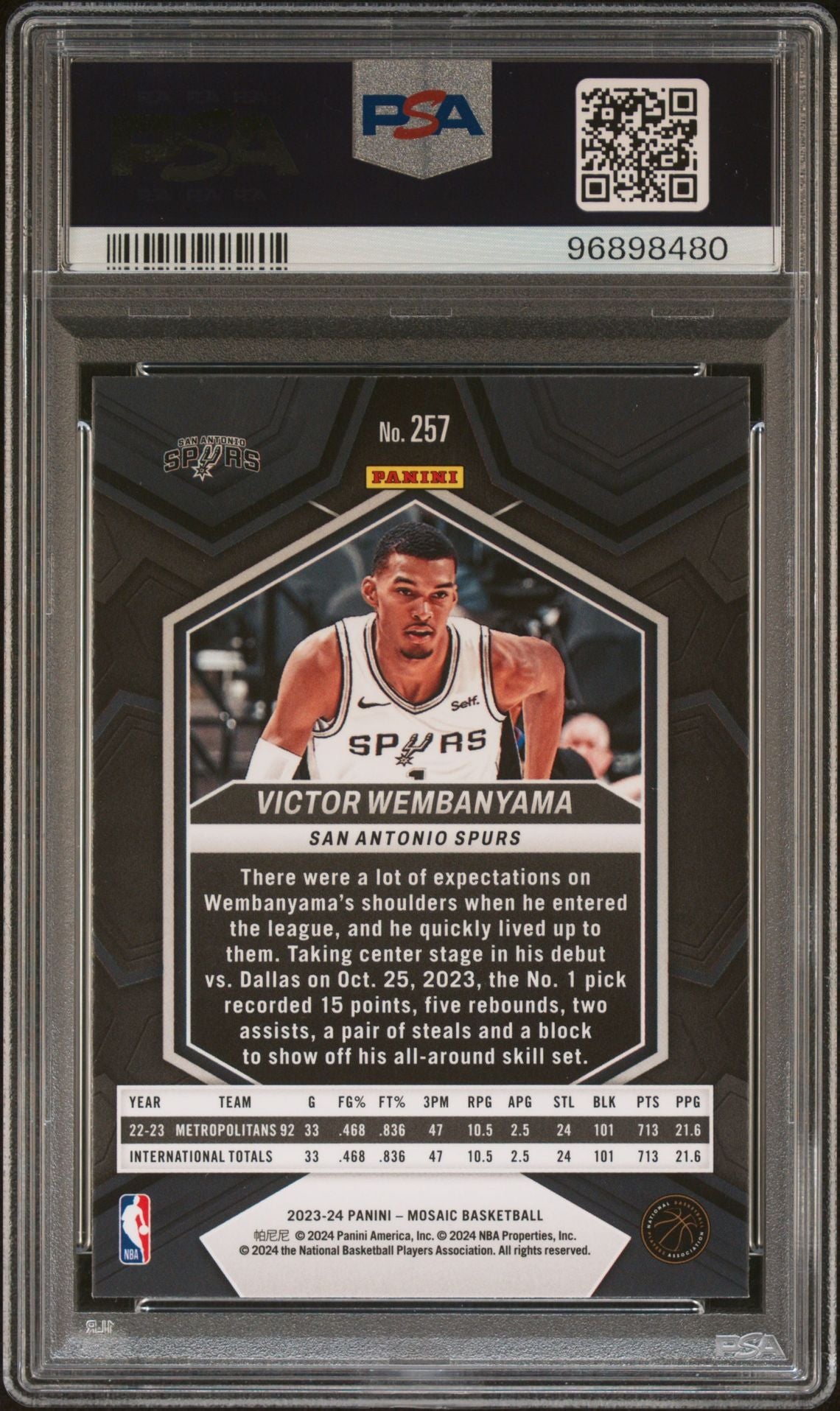 2023/24 Mosaic Victor Wembanyama PSA 10