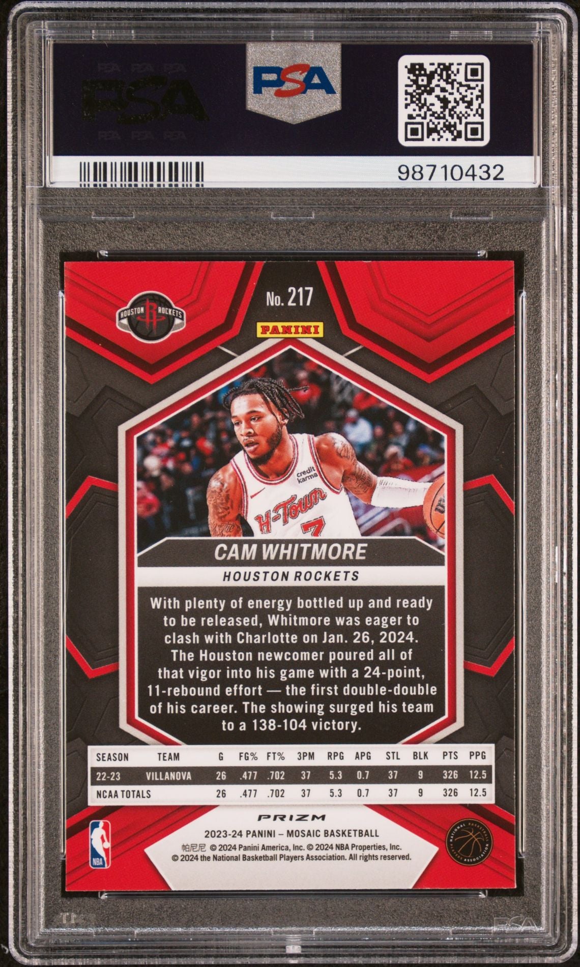 2023/24 Cam Whitmore Mosaic Genesis PSA 10