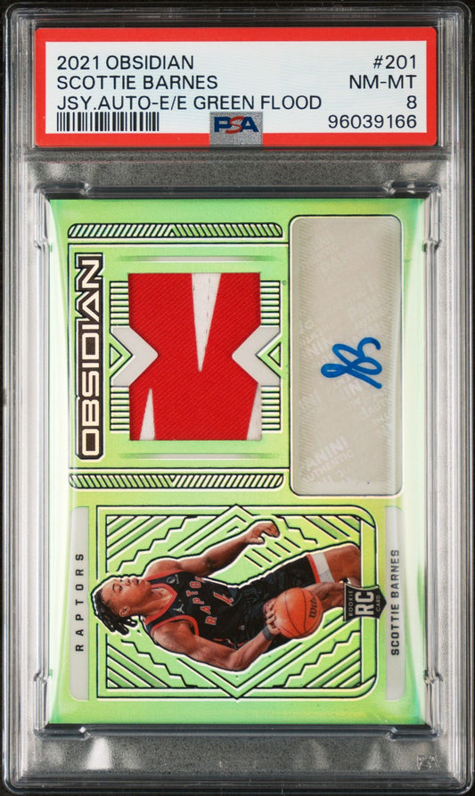 2021/22 Obsidian Scottie Barnes RPA Green Flood 18/25 PSA 8