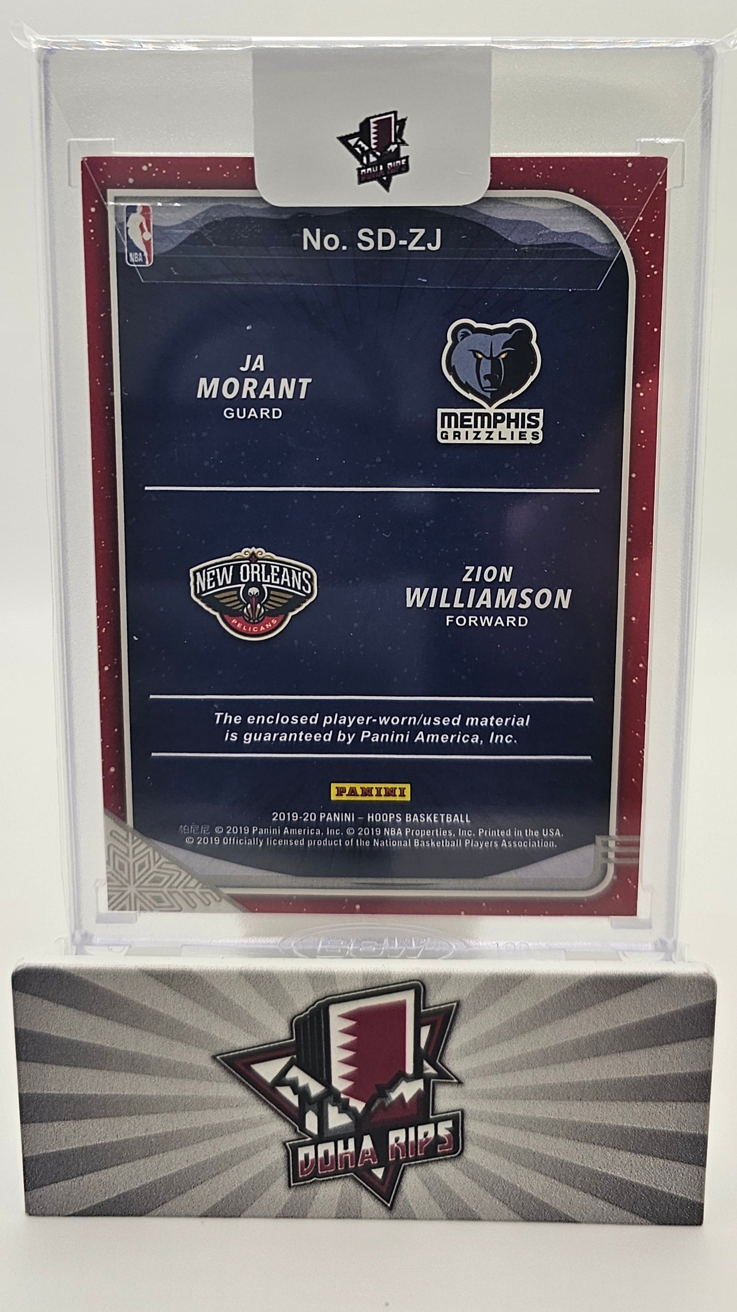 2019/20 NBA Hoops Ja Morant and Zion Williamson Dual Patch Sweater